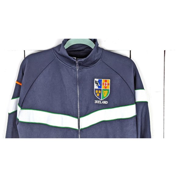 Ireland striped blue green zipper track suit embroidered patch sweatshirt Medium - Picture 3 of 5